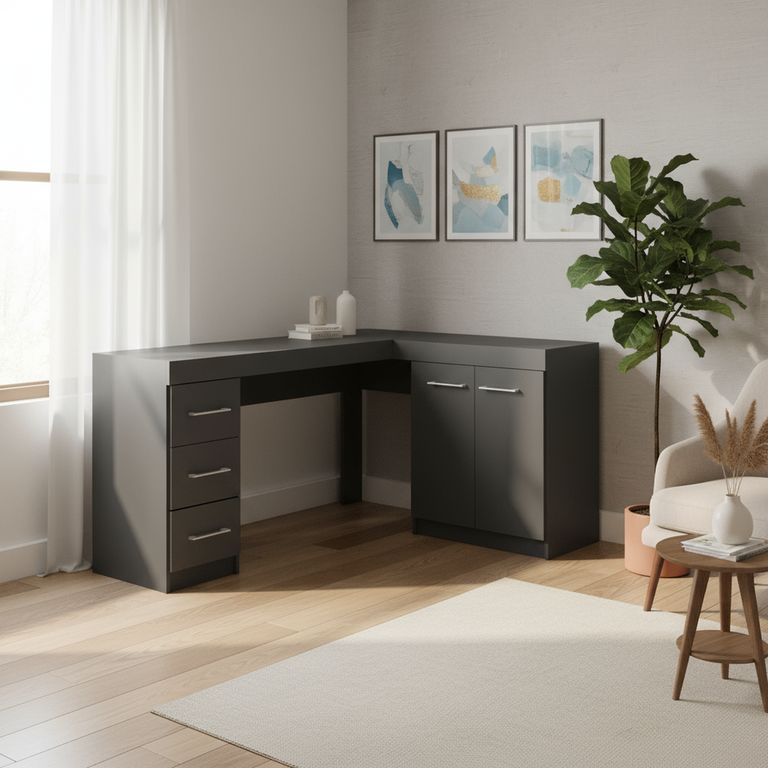 Escritorio Esquinero L Gris 152x75x45 cm