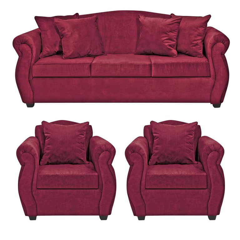 Set de Sofás Violeta 3 Cuerpos + 2 Sillones Felpa