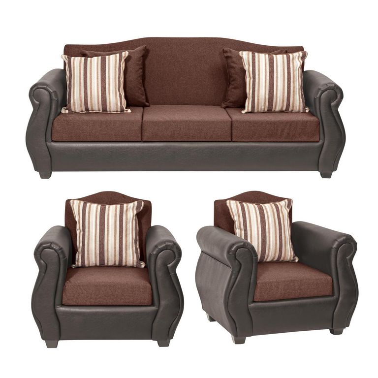 Set de Sofás Violeta 3 Cuerpos + 2 Sillones Tela
