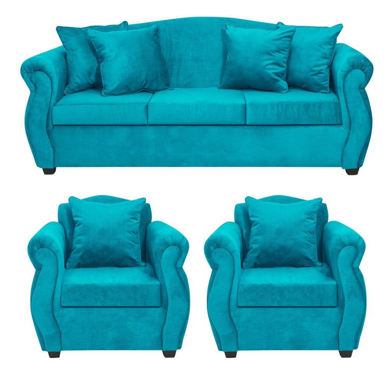 Set de Sofás Violeta 3 Cuerpos + 2 Sillones Felpa