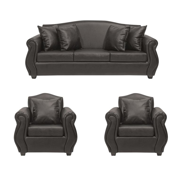 Set de Sofás Violeta 3 Cuerpos + 2 Sillones Cuero Sintético