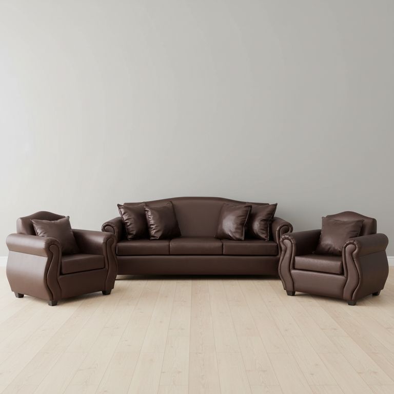 Set de Sofás Violeta 3 Cuerpos + 2 Sillones Cuero Sintético