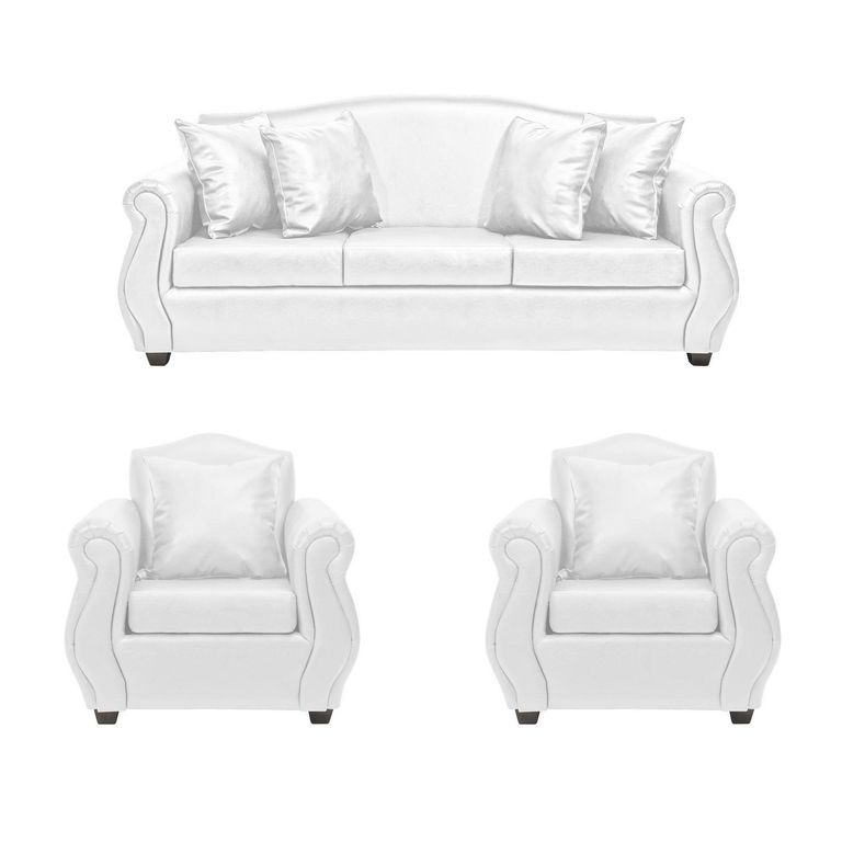Set de Sofás Violeta 3 Cuerpos + 2 Sillones Cuero Sintético