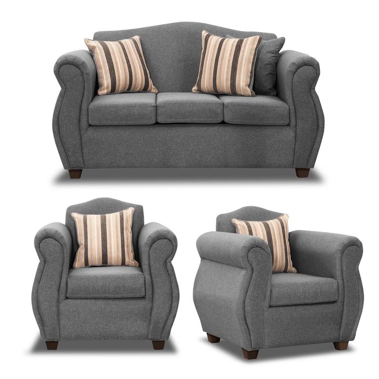 Set de Sofás Violeta 3 Cuerpos + 2 Sillones Tela