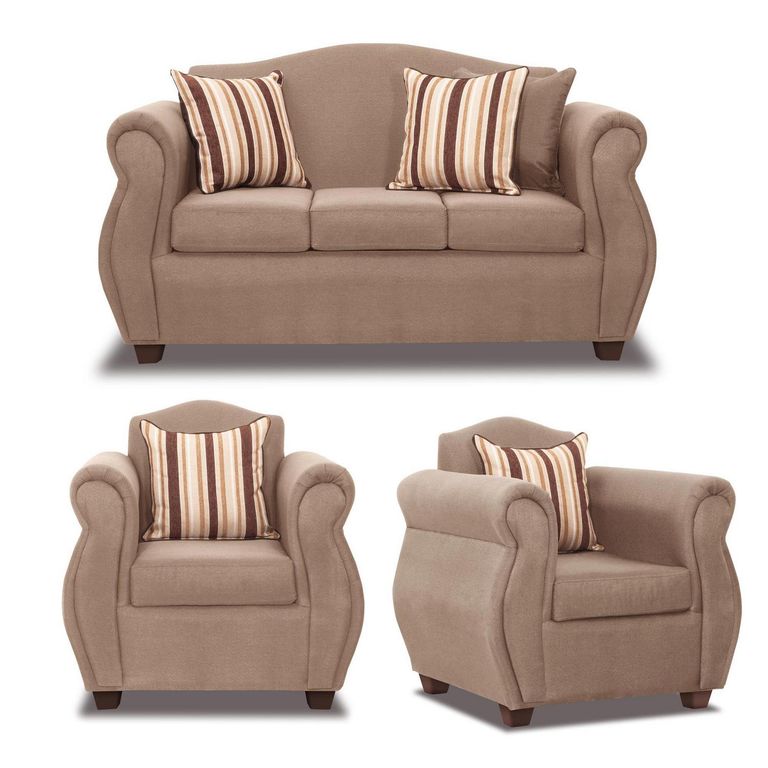 Set de Sofás Violeta 3 Cuerpos + 2 Sillones Tela