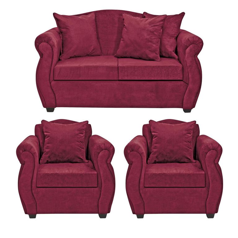 Set de Sofás Violeta 3 Cuerpos + 2 Sillones Felpa