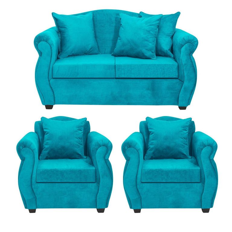 Set de Sofás Violeta 3 Cuerpos + 2 Sillones Felpa