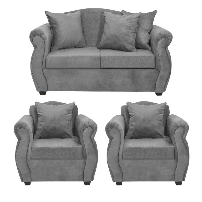 Set de Sofás Violeta 3 Cuerpos + 2 Sillones Felpa