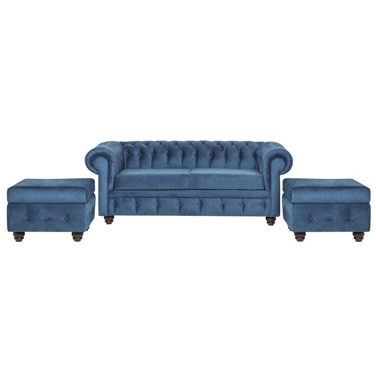 Set de Sofás Manchester 3 Cuerpos + 2 Pouf Felpa