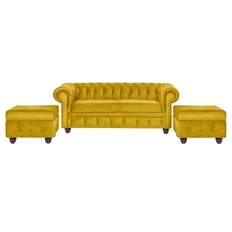 Set de Sofás Manchester 3 Cuerpos + 2 Pouf Felpa