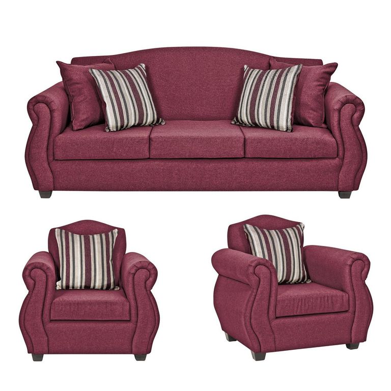 Set de Sofás Violeta 3 Cuerpos + 2 Sillones Tela