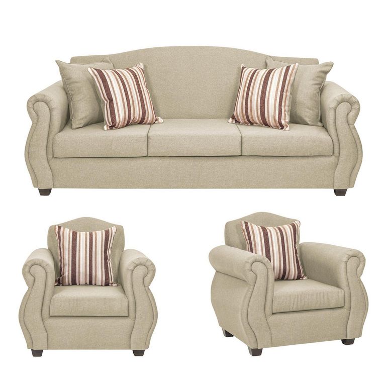 Set de Sofás Violeta 3 Cuerpos + 2 Sillones Tela