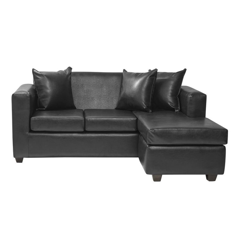 Sofá Seccional 4 cuerpos Marco 186x87x80 cm Negro