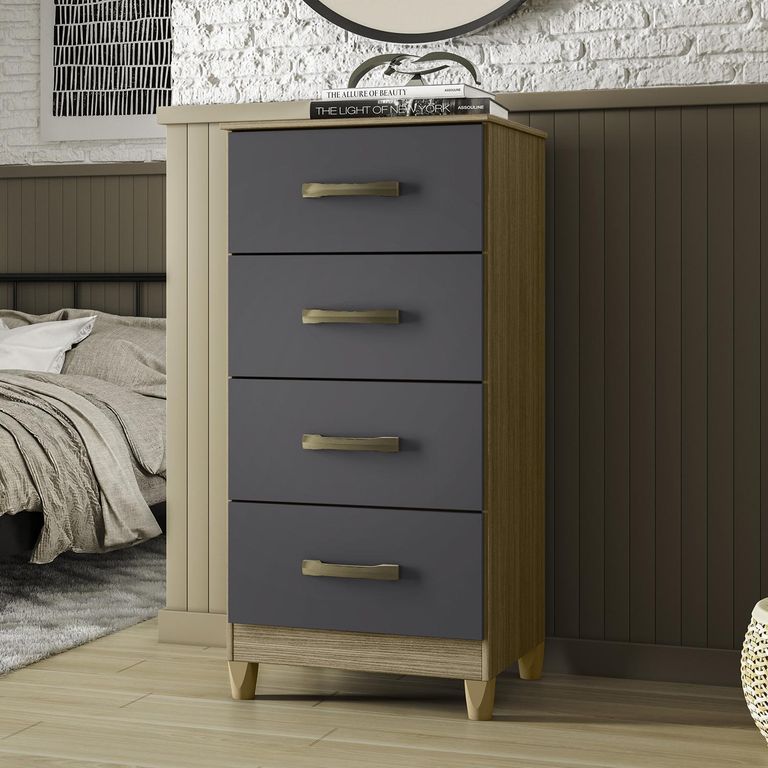 VEKKAHOME Cómoda 4 Cajón(es) Mobi 50x105x40 cm Gris