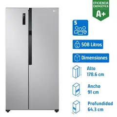 LG - Refrigerador 2 Puertas Side by Side No Frost 509 Litros Platinum Silver GS51MPP