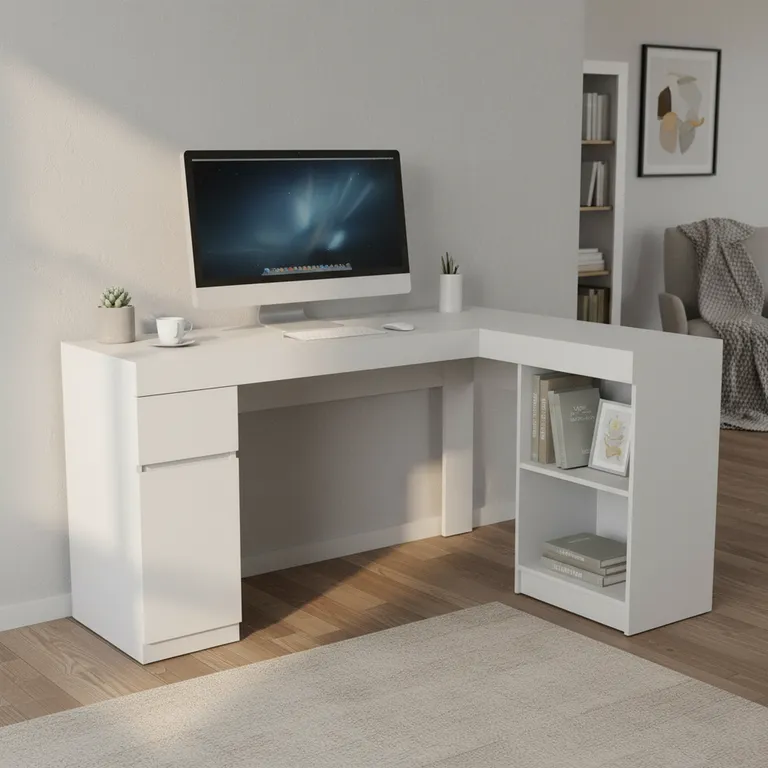 Escritorio en L Esquinero Palermo Blanco 151.5x80x115 cm