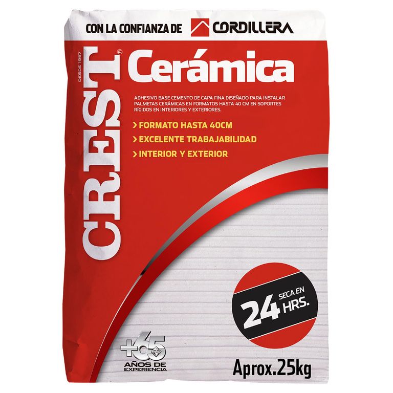 Adhesivo Cerámica Piso Superficie Rígido 25 kg