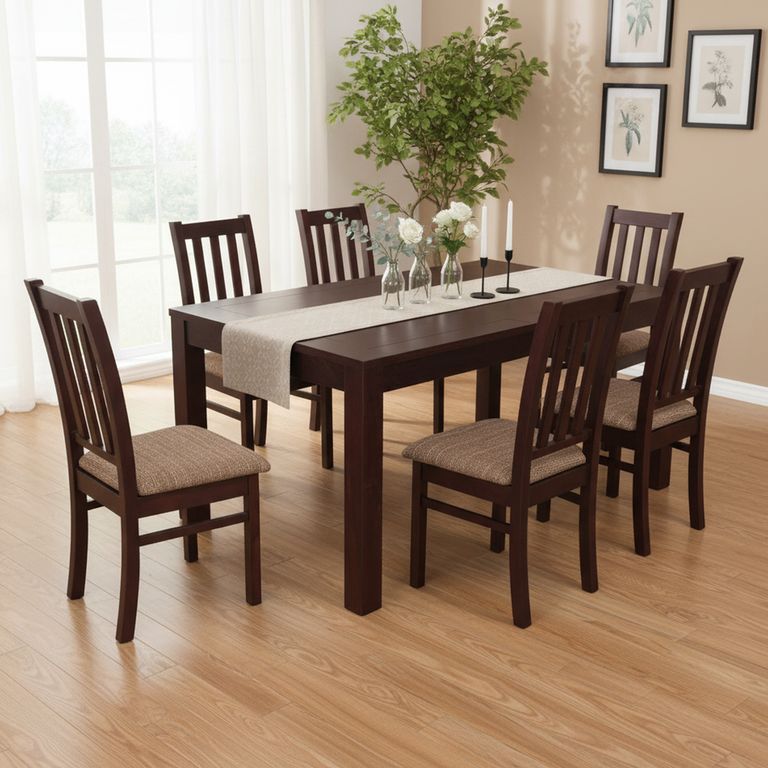 Juego de Comedor Nuble 6 Sillas Mesa Rectangular 95x78x160 cm Café