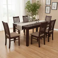 CIC - Juego de Comedor Nuble 6 Sillas Mesa Rectangular 95x78x160 cm Café