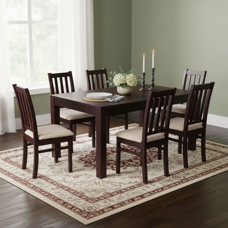 Juego de Comedor Ñuble 6 Sillas Mesa Rectangular 95x78x160 cm Café