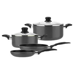 FANTUZZI - Batería de cocina gourmet aluminio 6 piezas gris