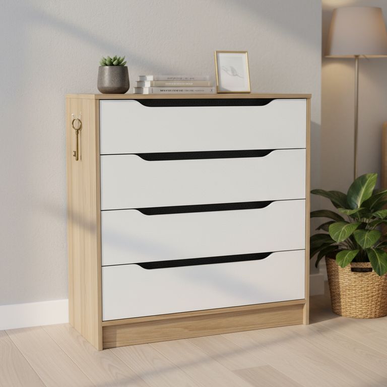 CIC Cómoda 4 Cajón(es) Olmo 80x85x45 cm Café