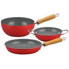 DORAL - Set paila sartén y wok rojo family cook