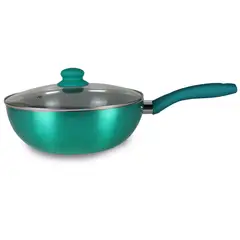 DORAL - Wok con Tapa y Fondo Titanio 26 cm 2 Piezas Aluminio Montecarlo