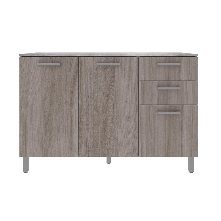 Mueble cocina 2 puertas y 3 cajones Blanco/Carvalho/Concreto CZ1004BC