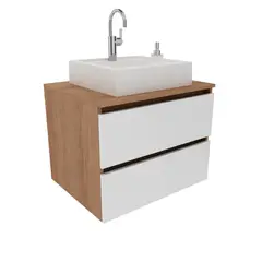 TECNOMOBILI - Mueble baño aéreo 2 cajones Almendra/Blanco c/lavamanos BN3607.0002
