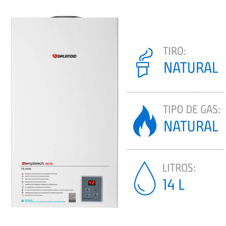 Calefont 14 Litros Gas Natural Tiro Natural Ionizado