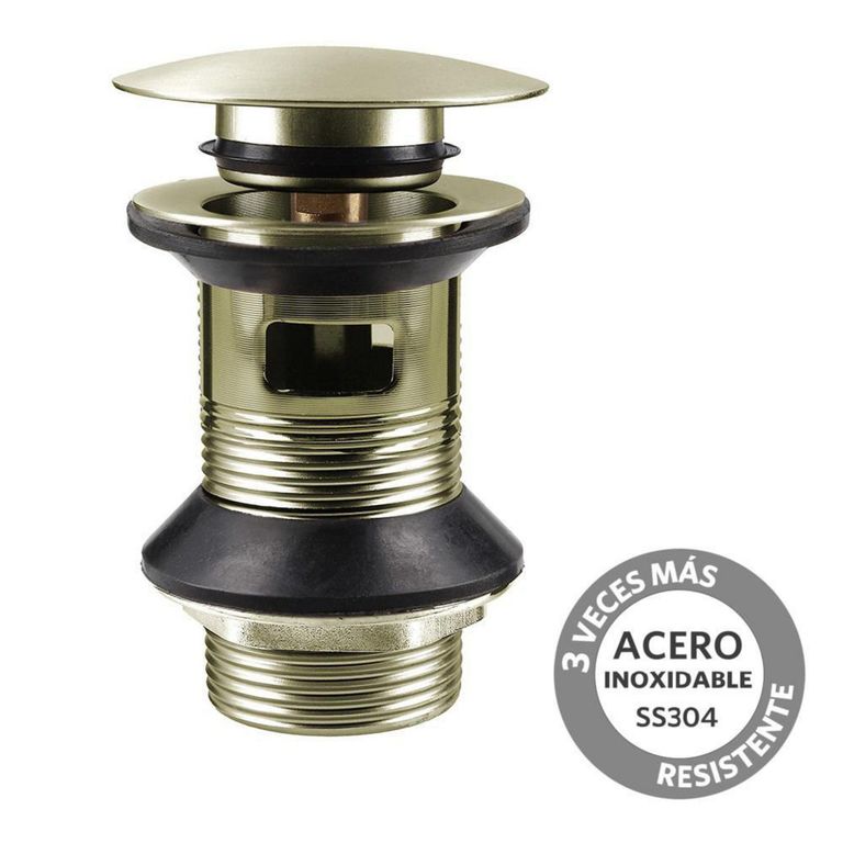 Desague Lavamanos Bronce Satinado SS304 Pop UP 1 1/4" c/Reb s/Cola