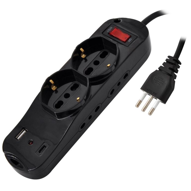 Alargador 1 USB 6 Toma(s) 3 m Negro