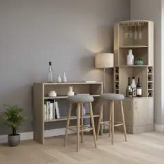 TUHOME - Combo Bar Esquinero + Arrimo Beijing Rovere