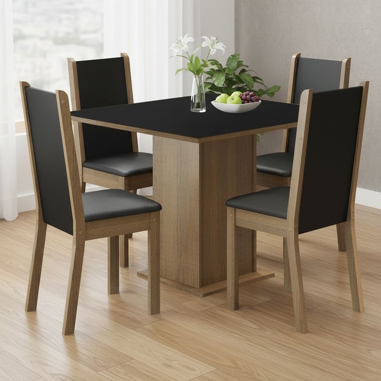 Juego de Comedor Lilo Greco 4 Sillas Mesa Cuadrada 90x78x90 cm Café