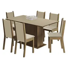 VEKKAHOME - Juego de Comedor Suecia 6 Sillas Mesa Rectangular 90x79x160 cm Café