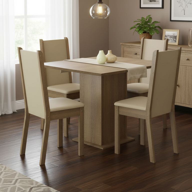 Juego de Comedor Lilo Leone 4 Sillas Mesa Cuadrada 90x78x90 cm Café