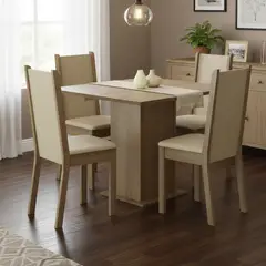 VEKKAHOME - Juego de Comedor Lilo Leone 4 Sillas Mesa Cuadrada 90x78x90 cm Café