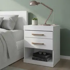 ONESSTA - Velador 2 Cajón 44,8x55,5x37,8 cm Blanco