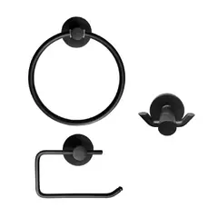 FANALOZA - Kit accesorios de baño 3 piezas negro