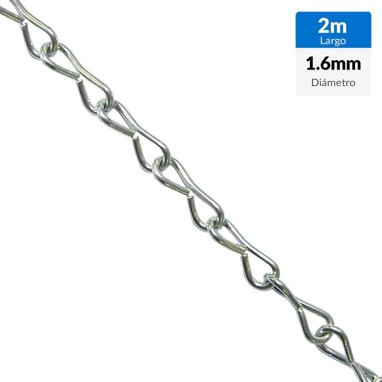 Cadena decorativa diámetro 1.6 x 21 zincado 2 metros