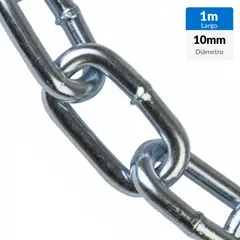 MAMUT - Cadena Acero eslabon largo 10 mm 1 m Plateado