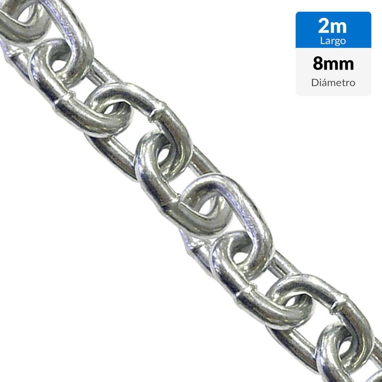 Cadena Acero Cadena Eslabon Corto 8 mm 1 m Plateado
