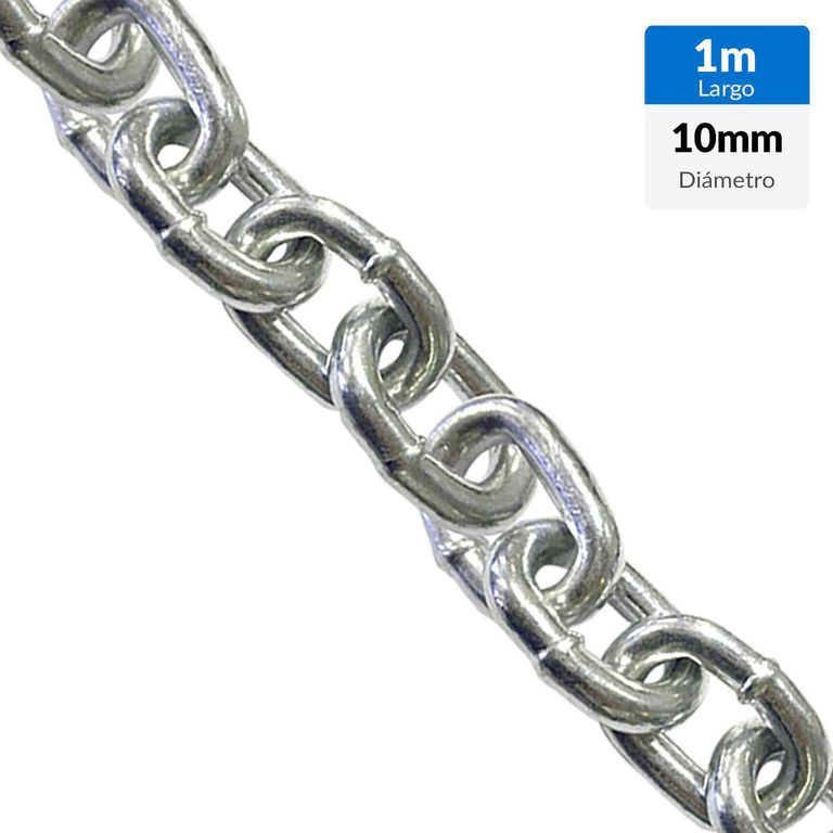 Cadena Acero eslabon corto 10 mm 1 m Plateado