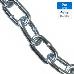 MAMUT - Cadena Acero eslabon largo 4 mm 2 m Plateado