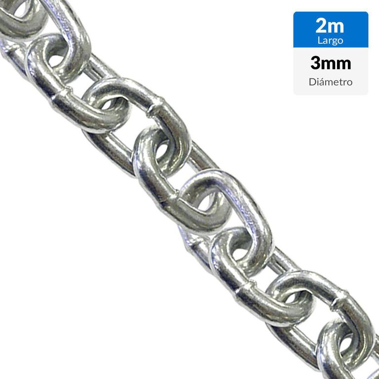 Cadena Acero eslabon corto 3 mm 2 m Plateado