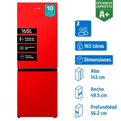 HISENSE - Refrigerador Bottom Freezer Frío Directo 165 Litros Rojo RB215NR