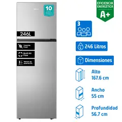 HISENSE - Refrigerador Top Freezer No Frost 246 Litros Silver RT320NV