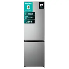HISENSE - Refrigerador Bottom Freezer Frío Directo 262 Litros Inox RB341NL