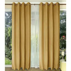 DORAL - Cortina Rústico Tabatha Argolla Tela 140x220 cm Mostaza